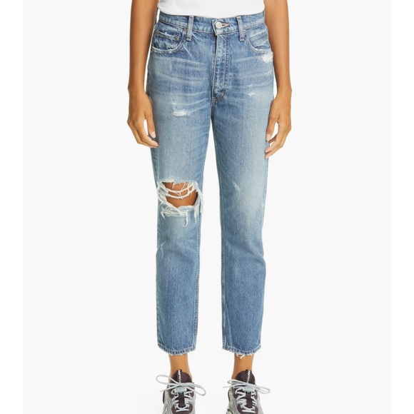 Moussy Marshall Distressed Tapered High Rise Jeans - Picture 1 of 15
